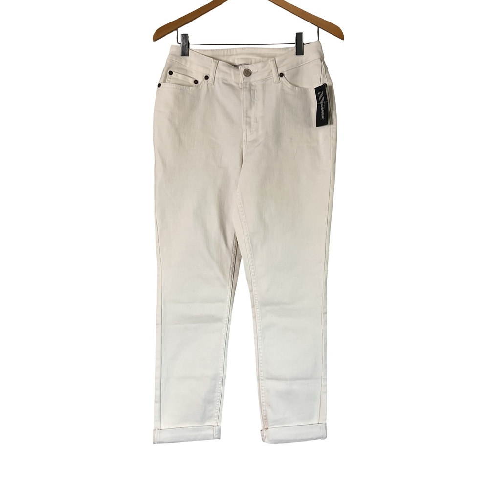 A681974 Martha Stewart Colored Rolled Hem Ankle Jeans Natural 4
